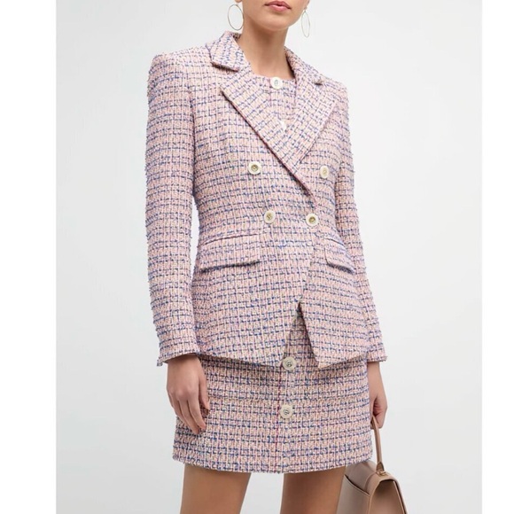 Veronica Beard Pink and Blue Tweed Blazer - Picture 2 of 15